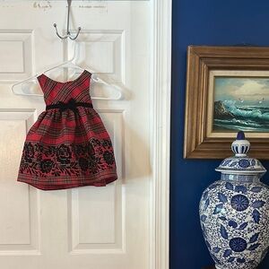 Good Lad Red & Black Plaid Satin Holiday Dress Size 18mos